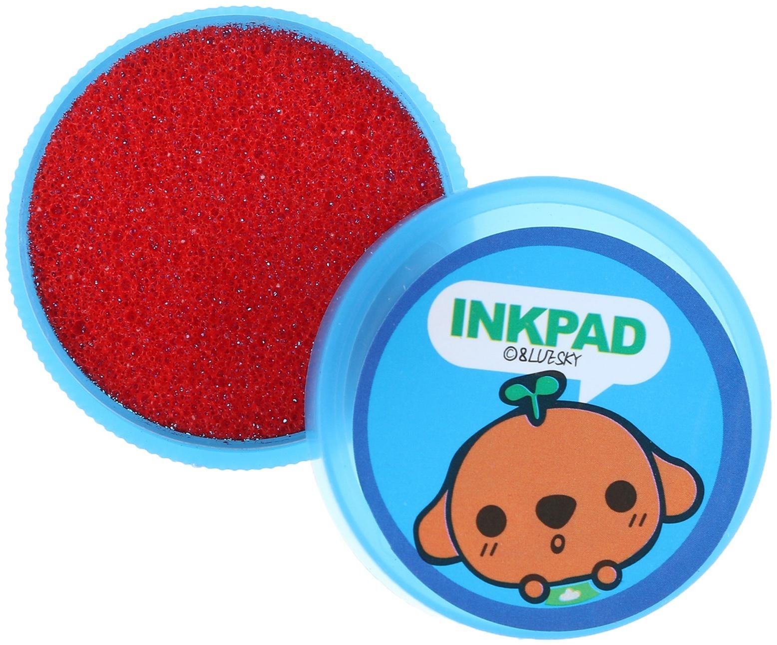 Набор для рисования: печать 3 шт., штемпельная подушка, карандаш 7 цветов, цвет голубой