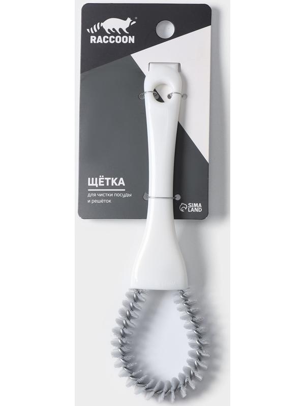 Щётка для чистки посуды и решёток-гриль Raccoon, круг, 19×5,5х2 см, цвет белый