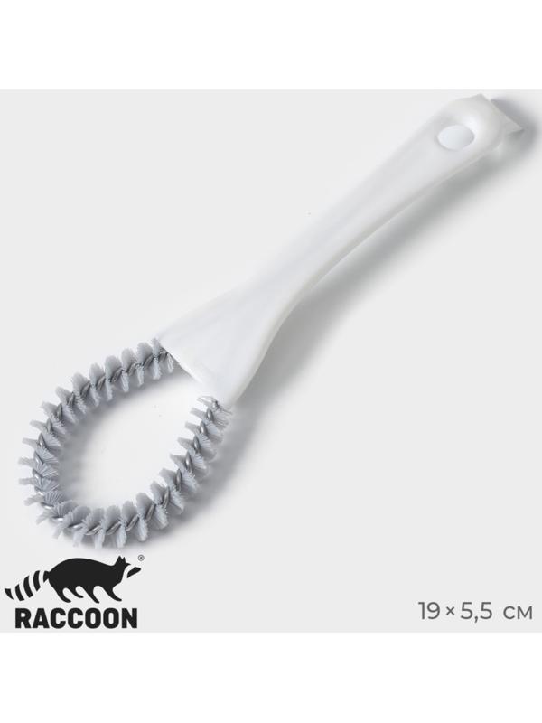 Щётка для чистки посуды и решёток-гриль Raccoon, круг, 19×5,5х2 см, цвет белый