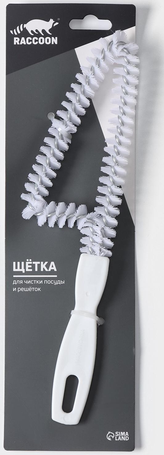 Щётка для чистки посуды и решёток-гриль Raccoon, треугольник, 24×6,5х1,5 см, цвет белый