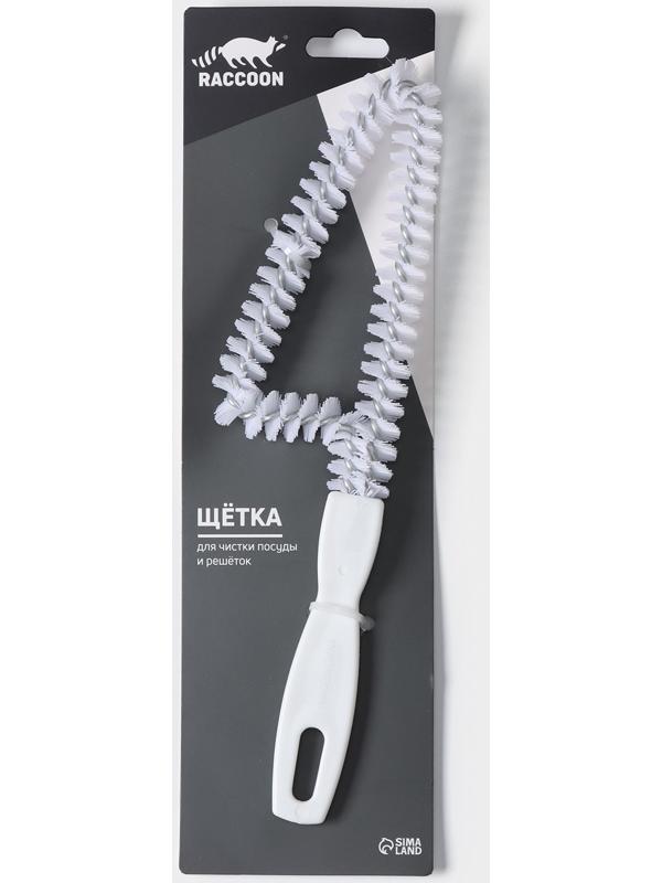 Щётка для чистки посуды и решёток-гриль Raccoon, треугольник, 24×6,5х1,5 см, цвет белый