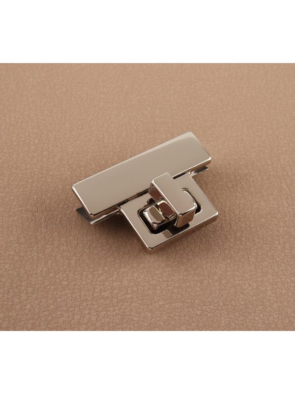 Застёжка для сумки, 3,9 × 2,6 см, цвет жемчужный серебряный