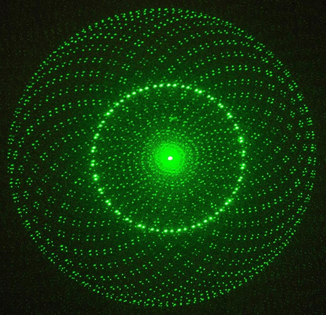 Лазерная указка, 532 нм, 4 насадки, 2 ААА, зеленый луч