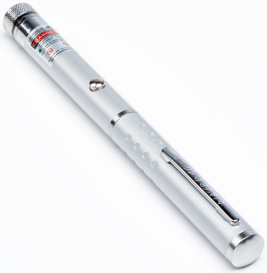 Лазерная указка, 532 нм, 4 насадки, 2 ААА, зеленый луч