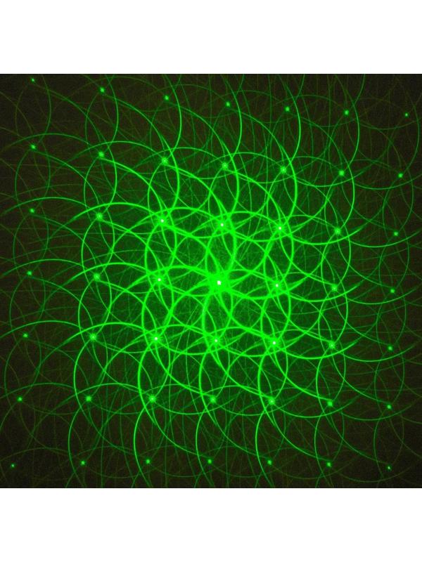 Лазерная указка, 532 нм, 12 насадок, 2 ААА, зеленый луч