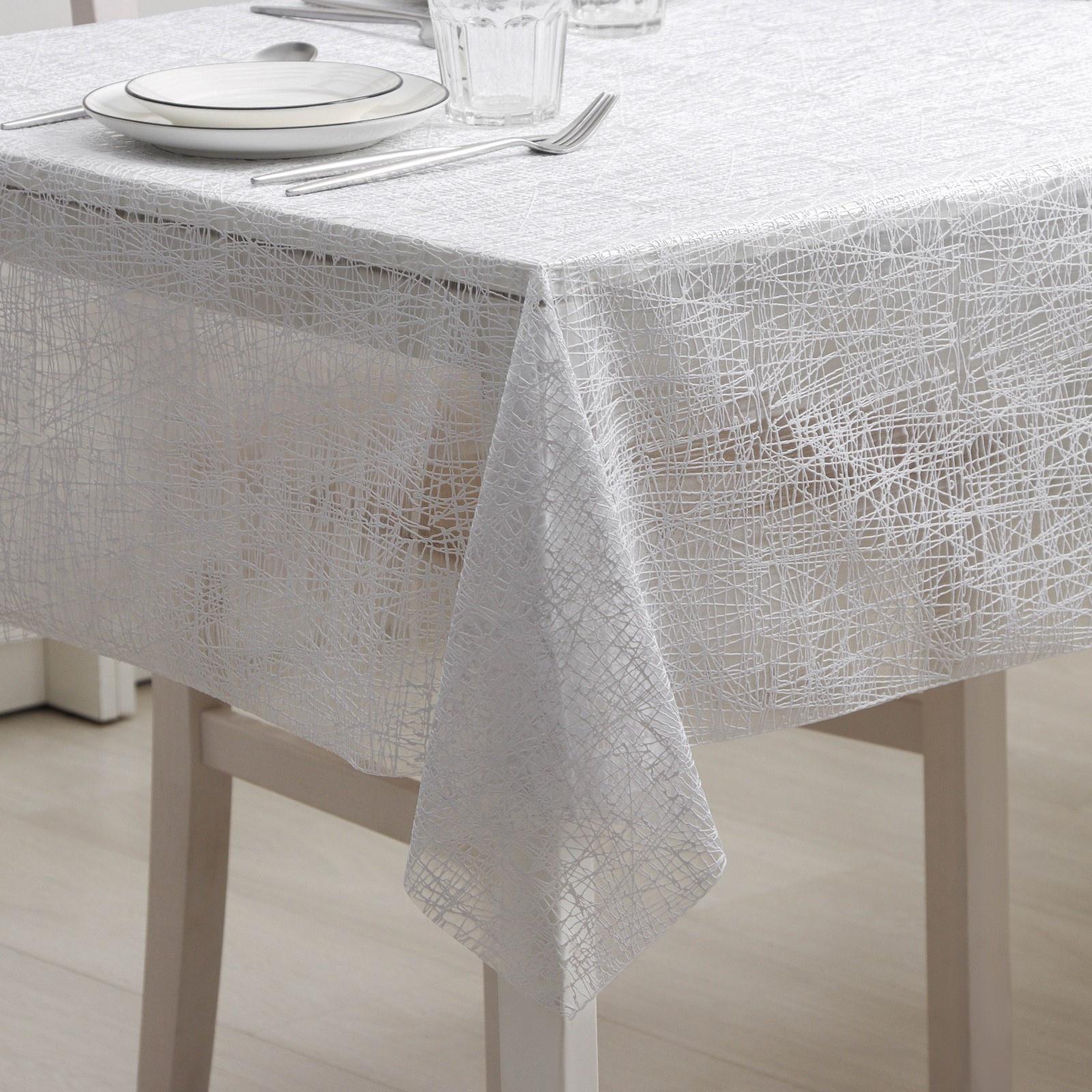 Клеёнка на стол ПВХ «Паутинка», ширина 137 см, рулон 20 метров, толщина 0,5 мм, цвет белый