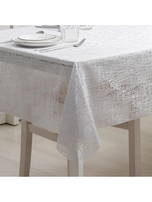 Клеёнка на стол ПВХ «Паутинка», ширина 137 см, рулон 20 метров, толщина 0,5 мм, цвет белый