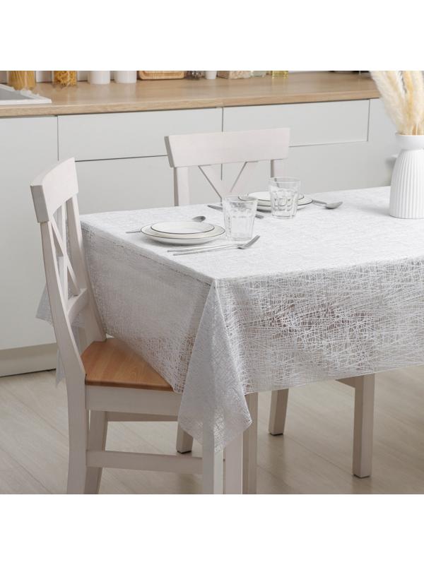 Клеёнка на стол ПВХ «Паутинка», ширина 137 см, рулон 20 метров, толщина 0,5 мм, цвет белый