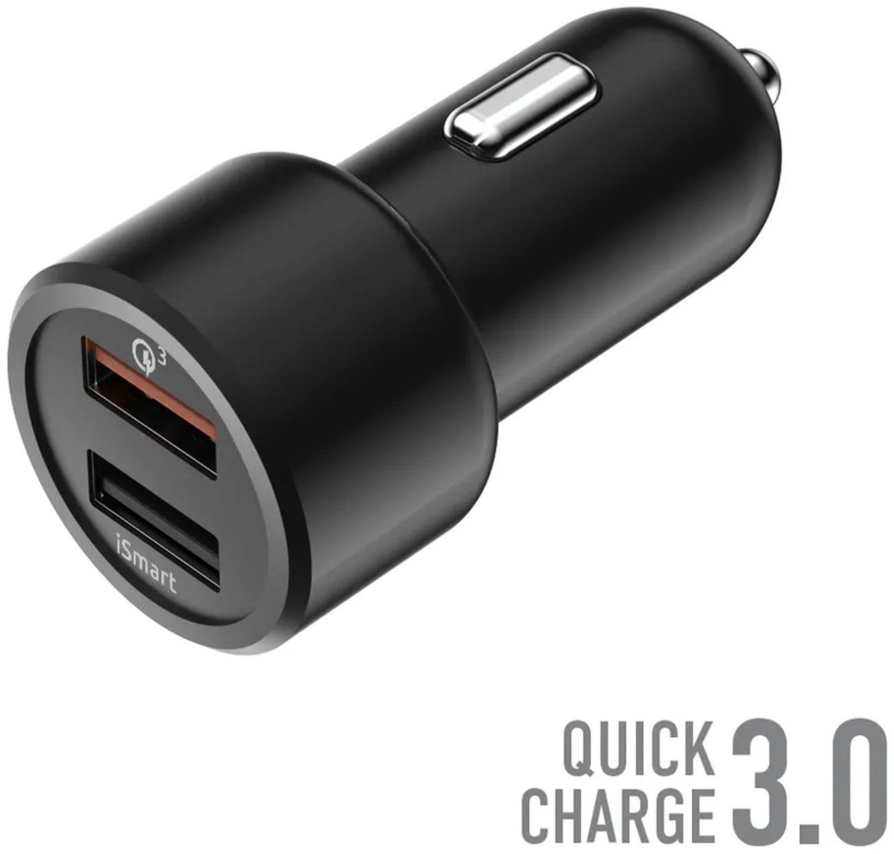 Зарядное устройство автомобильное Olmio Smart IC, 2 USB, 30 Вт, 5,4 А, QuickCharge3.0