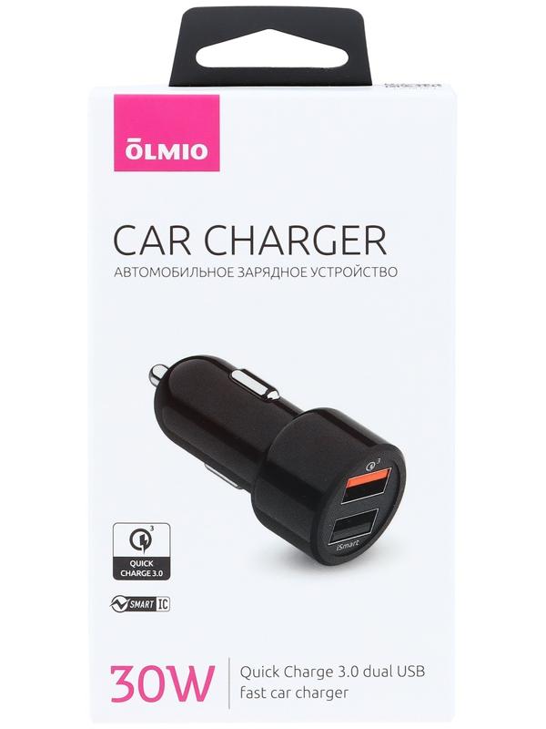 Зарядное устройство автомобильное Olmio Smart IC, 2 USB, 30 Вт, 5,4 А, QuickCharge3.0