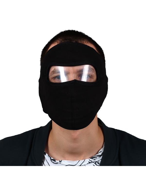 Защитная маска с визором, флис, размер регулируемый, черный