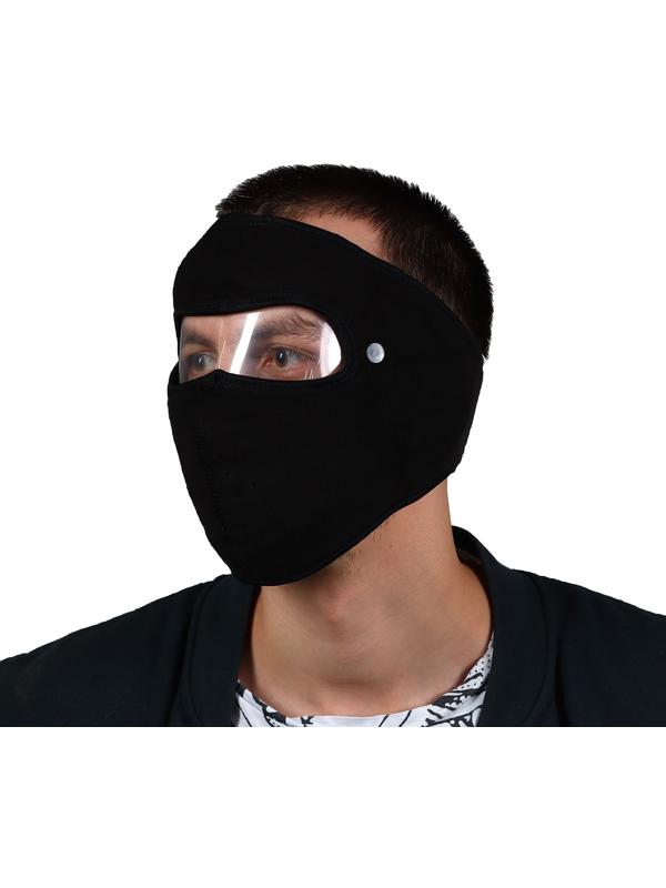 Защитная маска с визором, флис, размер регулируемый, черный