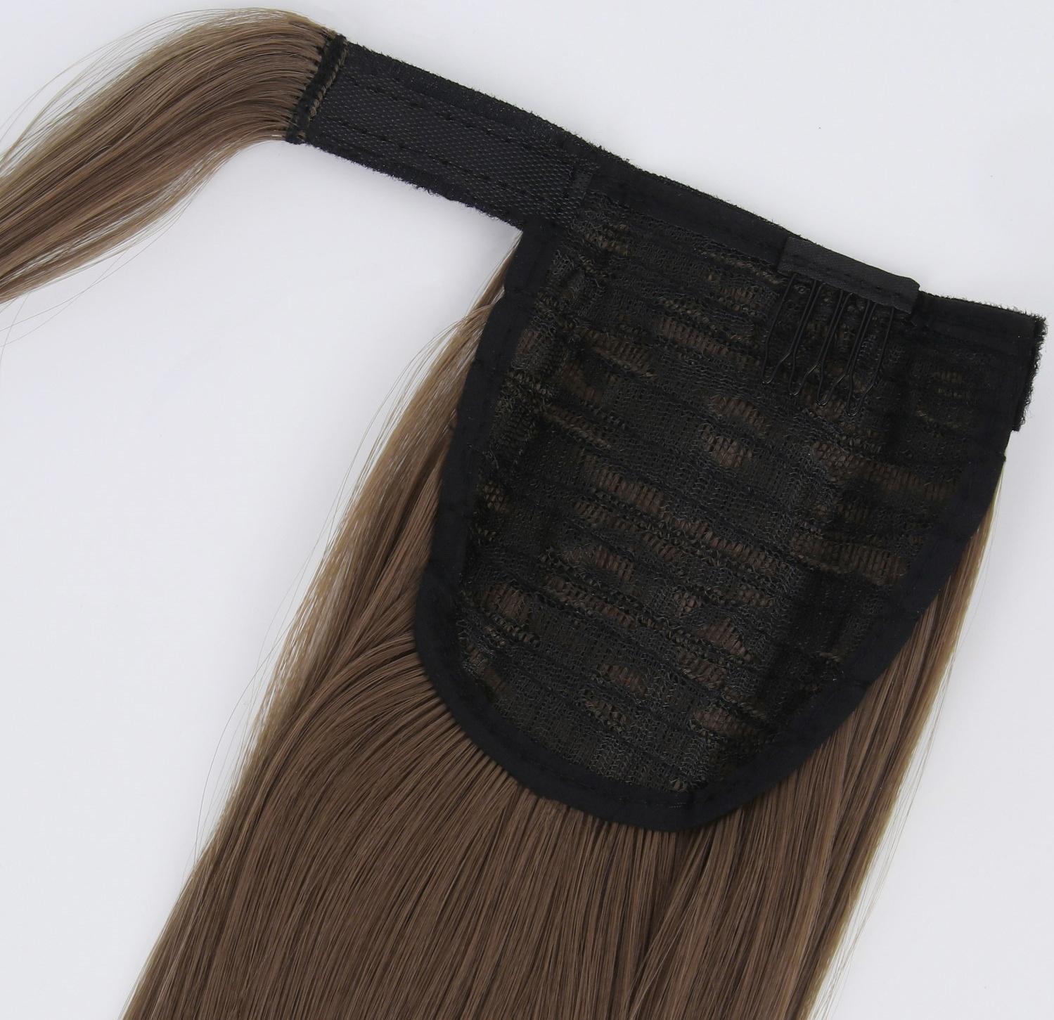 Хвост накладной, прямой волос, на резинке, 60 см, 100 гр, цвет омбре русый/пепельно-розовый