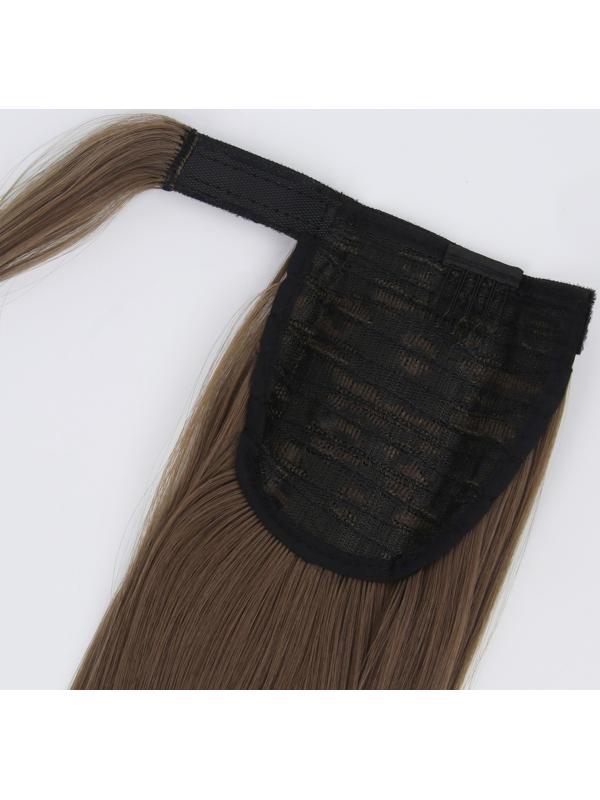 Хвост накладной, прямой волос, на резинке, 60 см, 100 гр, цвет омбре русый/пепельно-розовый