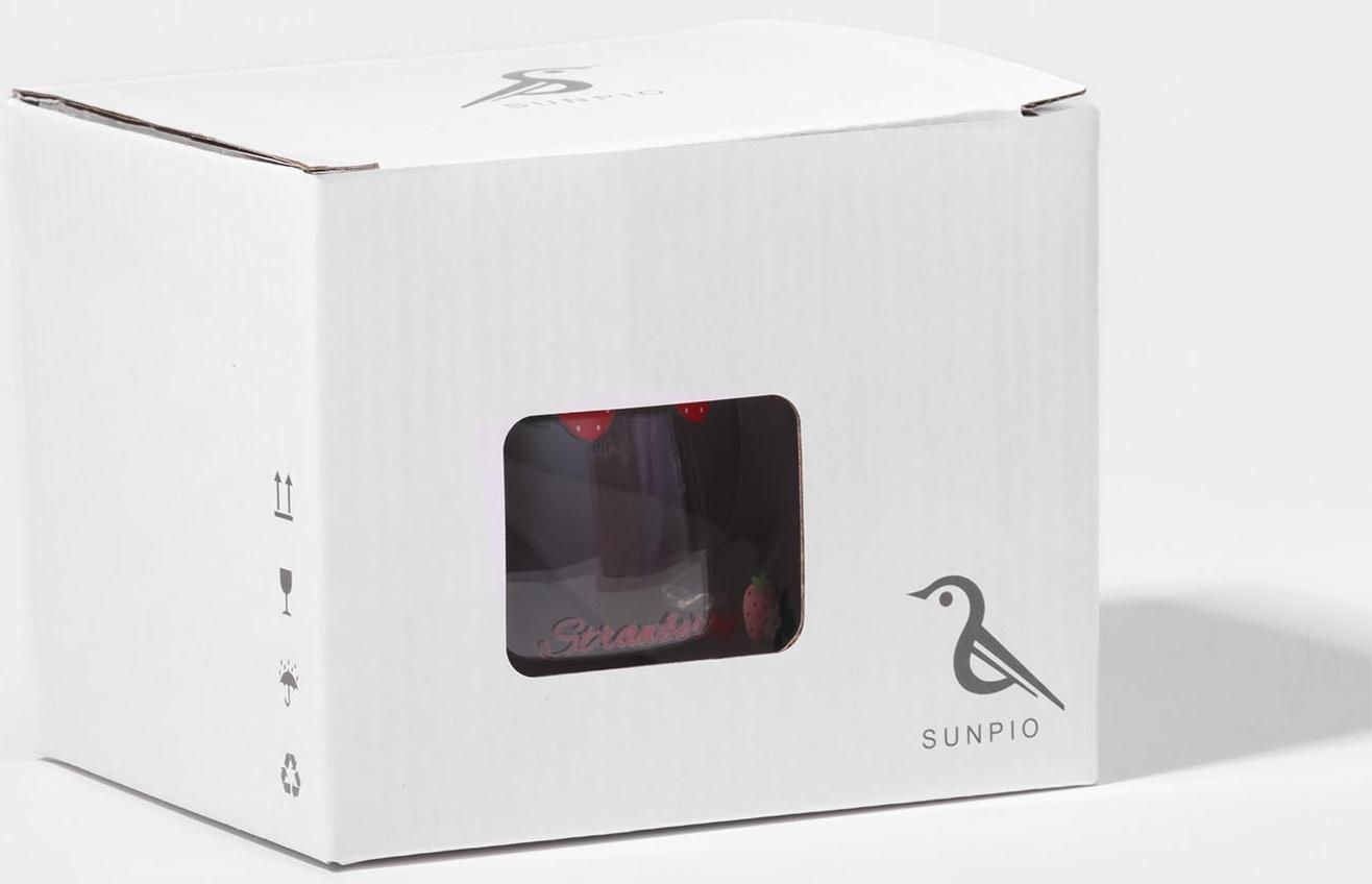 Кружка стеклянная с керамической крышкой и ложкой «Ягодка», 500 мл, 13×9,5×8,5 см