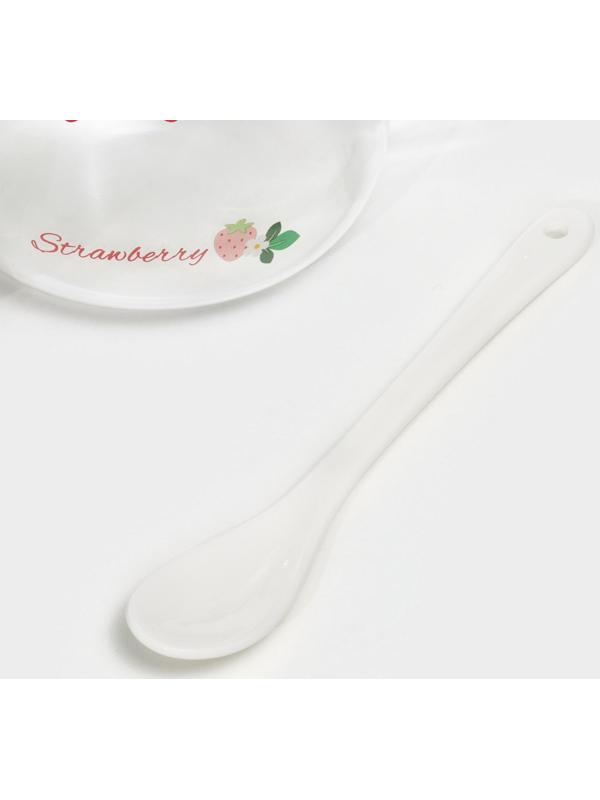 Кружка стеклянная с керамической крышкой и ложкой «Ягодка», 500 мл, 13×9,5×8,5 см