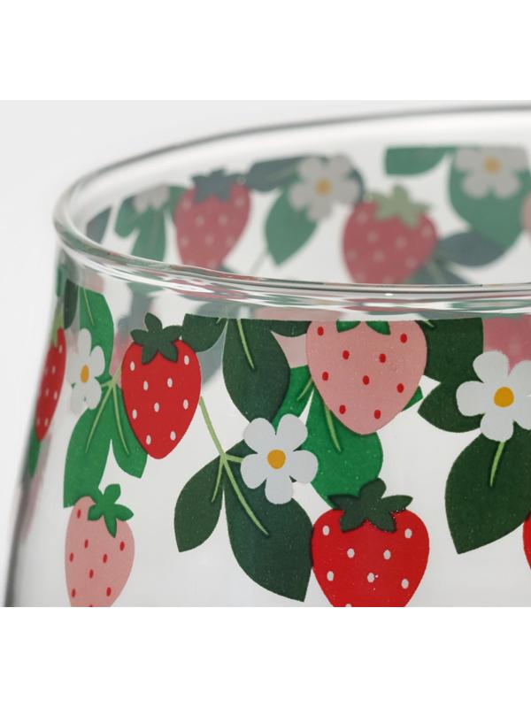 Кружка стеклянная с керамической крышкой и ложкой «Ягодка», 500 мл, 13×9,5×8,5 см