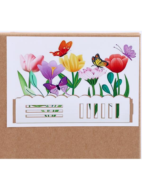 Алмазная вышивка «Цветы с бабочками в саду» интерьерный декор