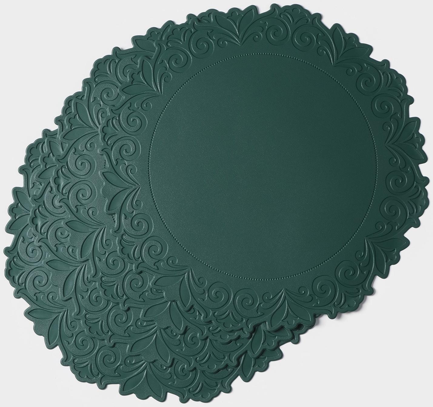 Набор салфеток сервировочных «Элоиза», 4 шт, d=37,5 см, цвет зелёный