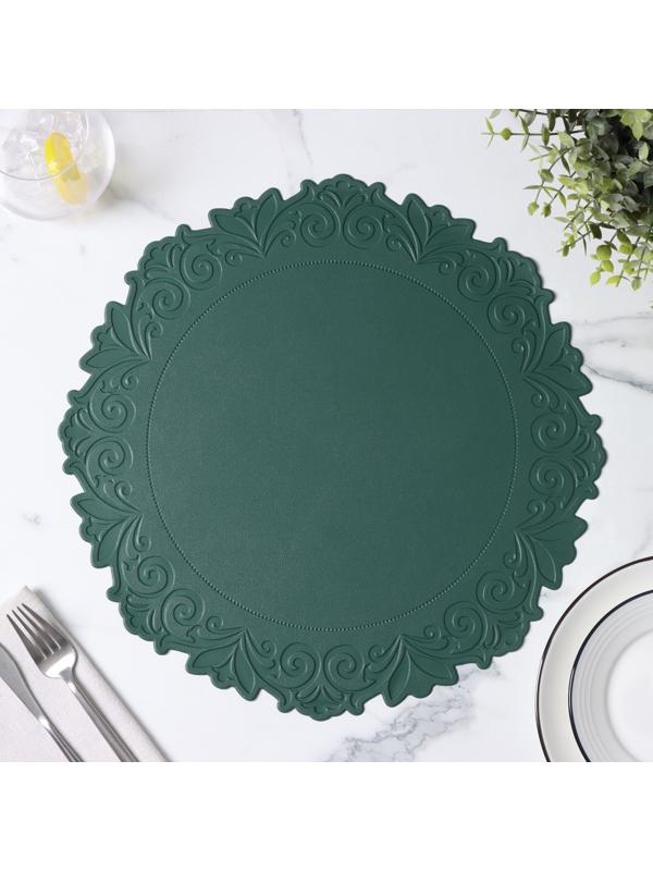 Набор салфеток сервировочных «Элоиза», 4 шт, d=37,5 см, цвет зелёный