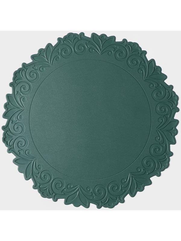 Набор салфеток сервировочных «Элоиза», 4 шт, d=37,5 см, цвет зелёный