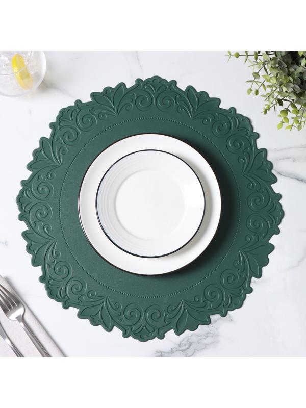 Набор салфеток сервировочных «Элоиза», 4 шт, d=37,5 см, цвет зелёный