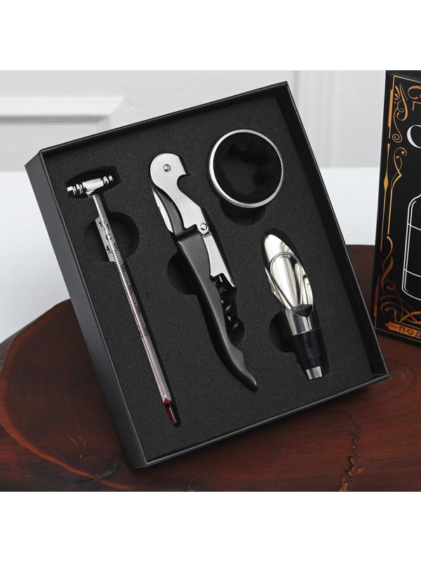 Подарочный набор штопор, аэратор, каплеуловитель, термометр «Для открытий», 14 х 16 см