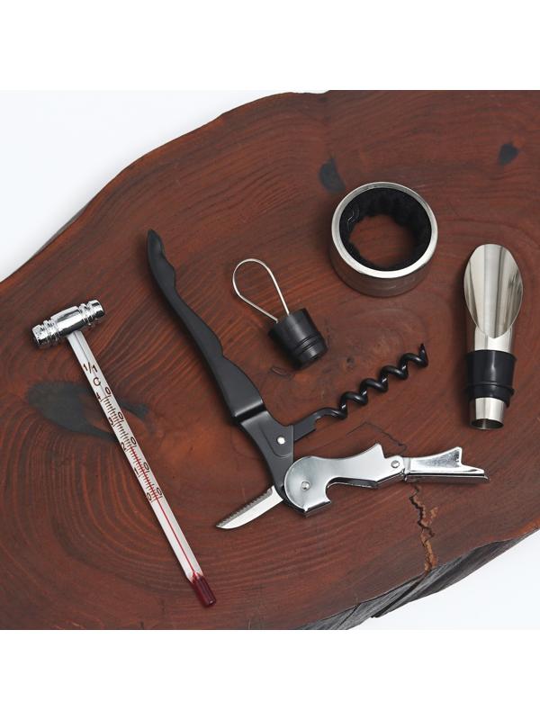 Подарочный набор штопор, аэратор, каплеуловитель, термометр «Для вечера», 14 х 16 см