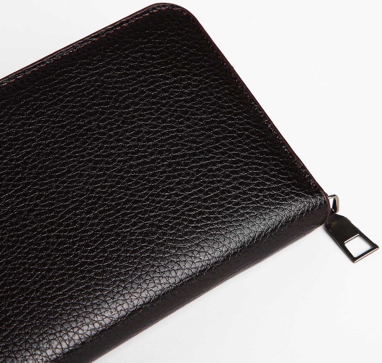 Портмоне мужское на молнии, отдел для купюр, для карт, для монет, цвет тёмно-коричневый