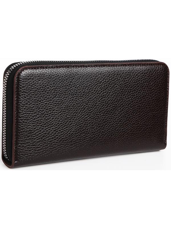 Портмоне мужское на молнии, отдел для купюр, для карт, для монет, цвет тёмно-коричневый