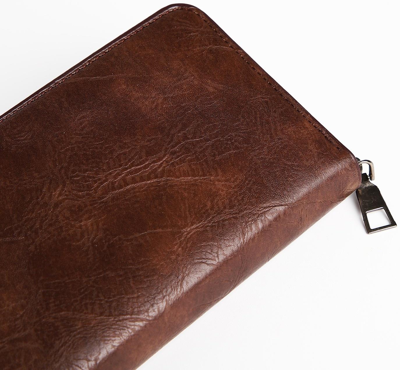 Портмоне мужское на молнии, отдел для купюр, для карт, для монет, цвет коричневый