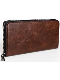 Портмоне мужское на молнии, отдел для купюр, для карт, для монет, цвет коричневый