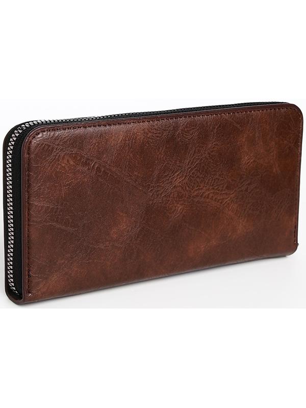 Портмоне мужское на молнии, отдел для купюр, для карт, для монет, цвет коричневый
