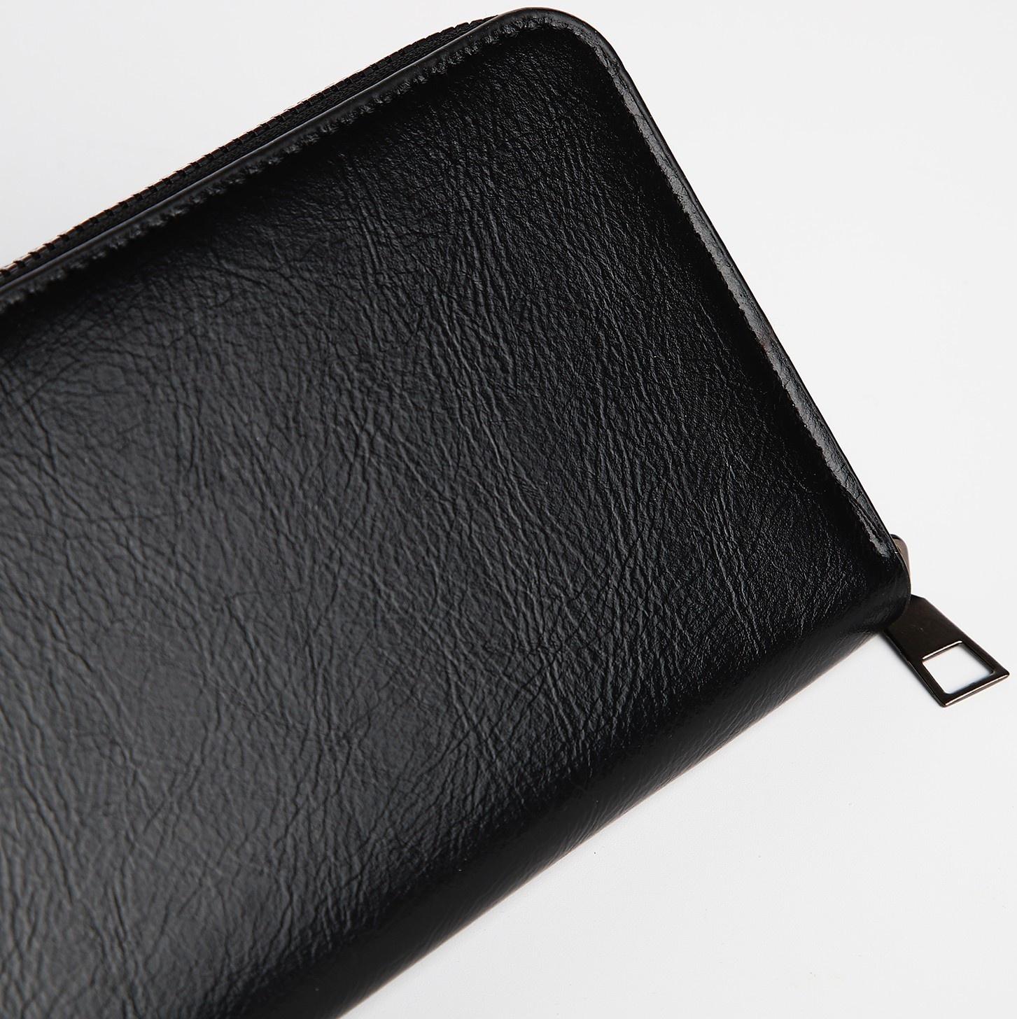 Портмоне мужское на молнии, отдел для купюр, для карт, для монет, цвет чёрный