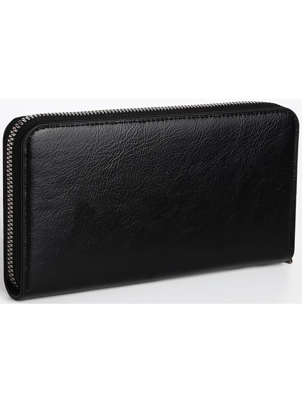 Портмоне мужское на молнии, отдел для купюр, для карт, для монет, цвет чёрный