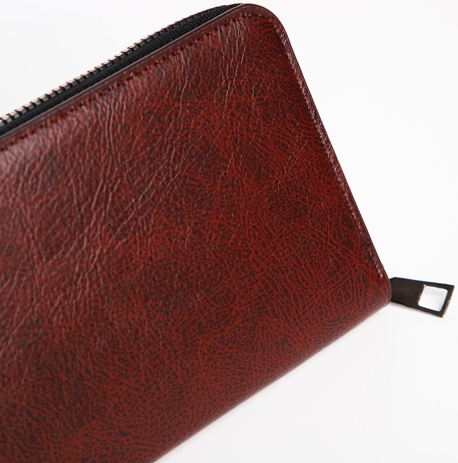 Портмоне мужское на молнии, отдел для купюр, для карт, для монет, цвет коричневый