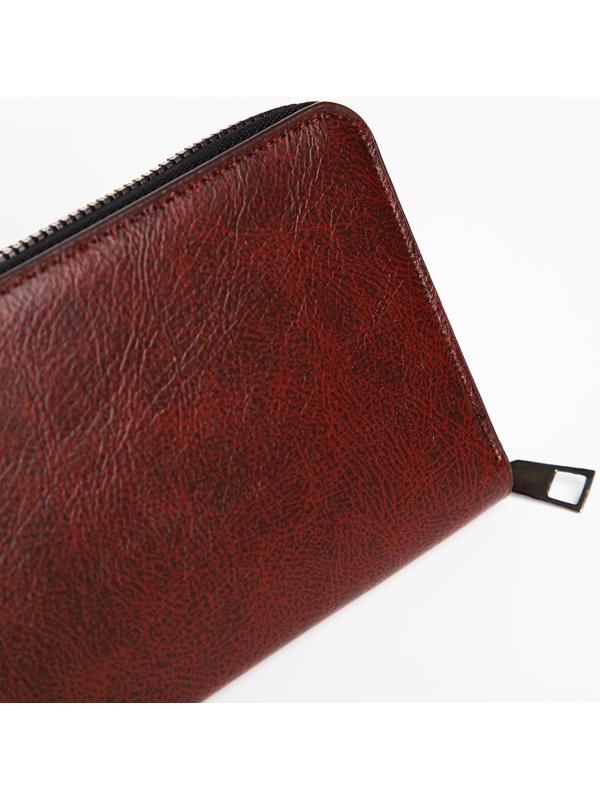 Портмоне мужское на молнии, отдел для купюр, для карт, для монет, цвет коричневый