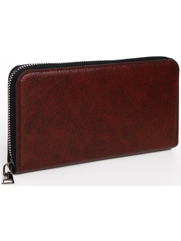 Портмоне мужское на молнии, отдел для купюр, для карт, для монет, цвет коричневый
