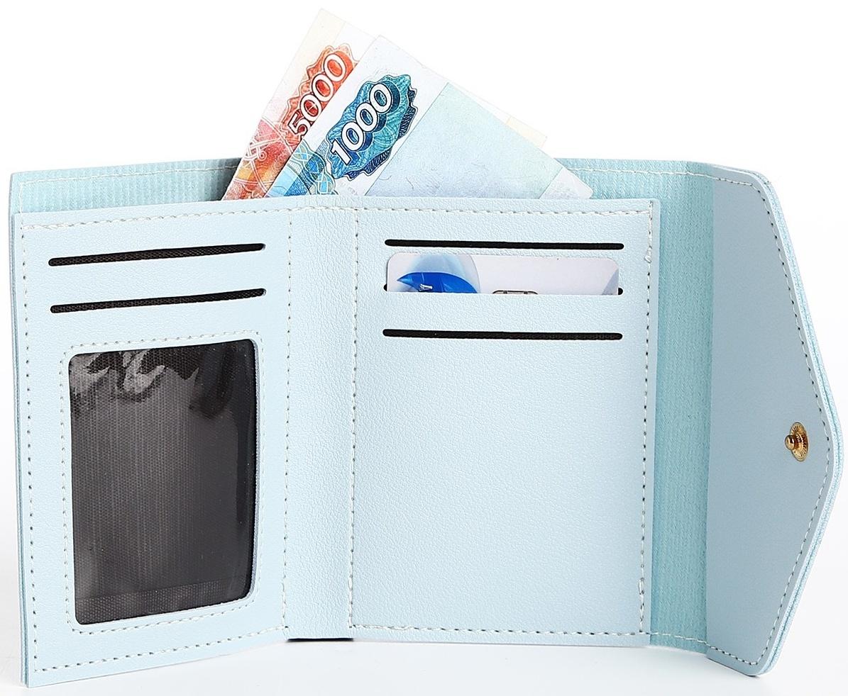 Кошелёк на кнопке, цвет голубой