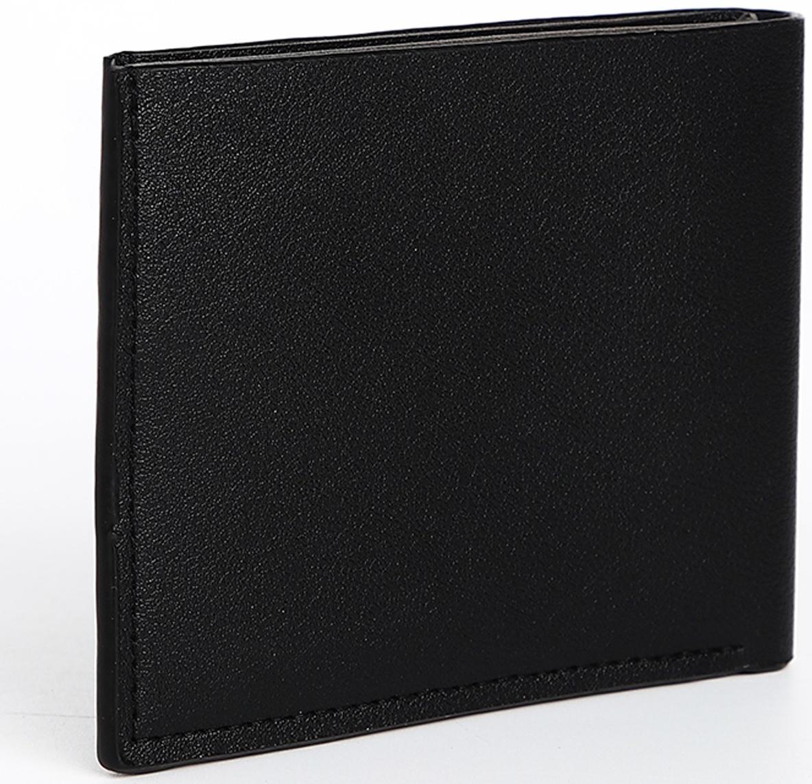 Портмоне мужское без застёжки, отдел для карт, для купюр, цвет чёрный