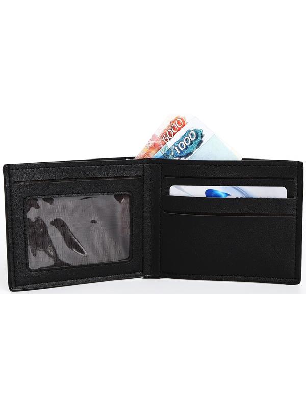 Портмоне мужское без застёжки, отдел для карт, для купюр, цвет чёрный
