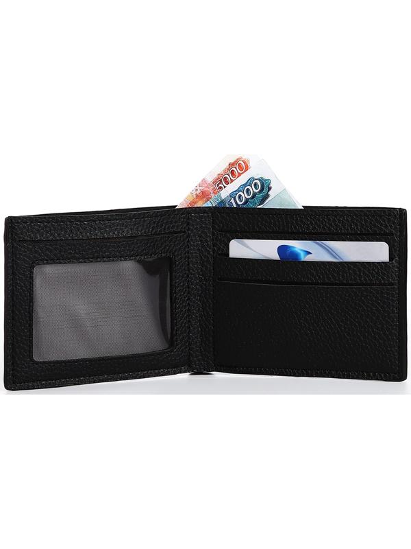 Портмоне мужское без застёжки, отдел для карт, для купюр, цвет чёрный