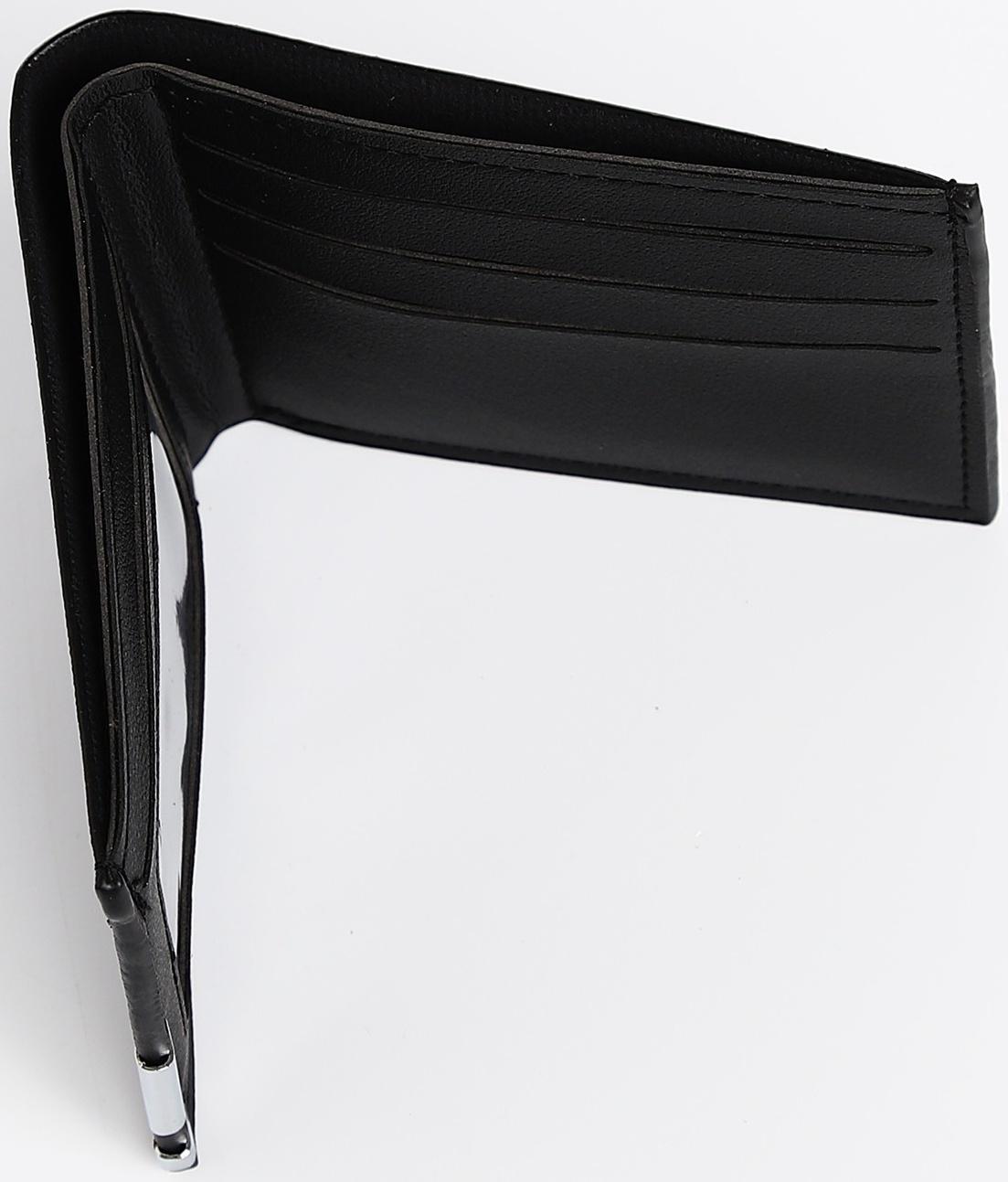 Портмоне мужское без застёжки, отдел для карт, для купюр, цвет чёрный