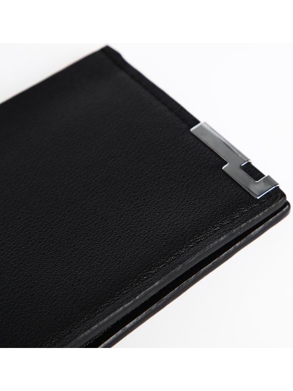 Портмоне мужское без застёжки, отдел для карт, для купюр, цвет чёрный