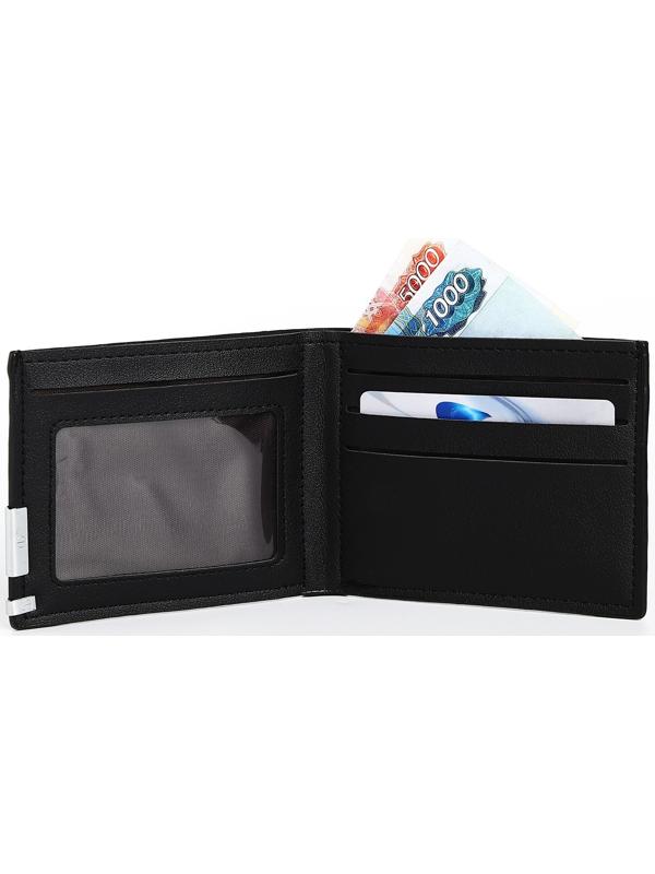 Портмоне мужское без застёжки, отдел для карт, для купюр, цвет чёрный