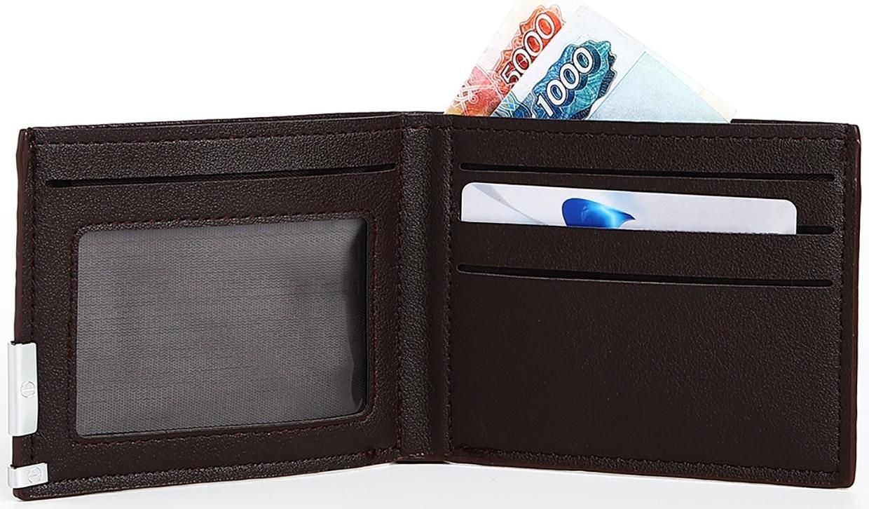 Портмоне мужское без застёжки, отдел для карт, для купюр, цвет коричневый
