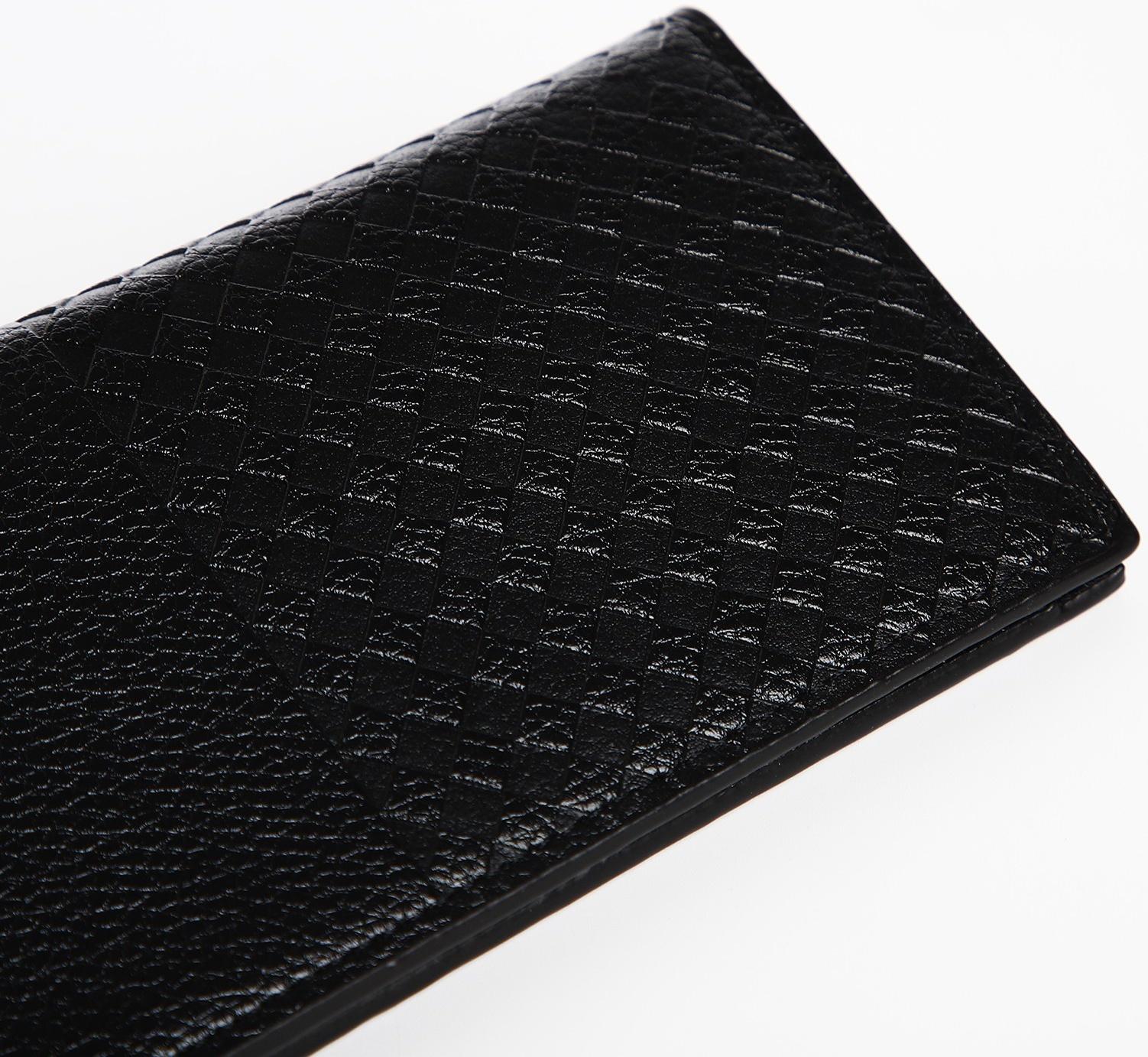 Портмоне мужское без застежки, отдел для купюр, для карт, для монет, цвет чёрный