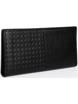 Портмоне мужское без застежки, отдел для купюр, для карт, для монет, цвет чёрный