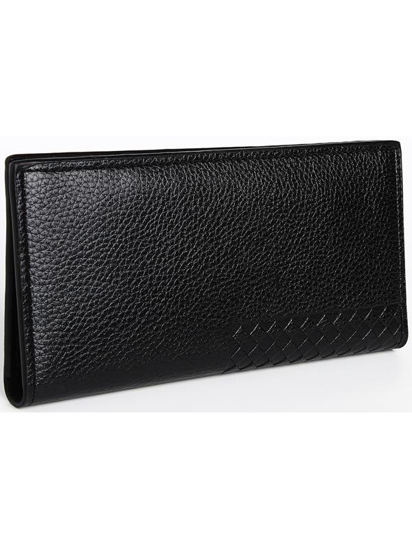 Портмоне мужское без застежки, отдел для купюр, для карт, для монет, цвет чёрный