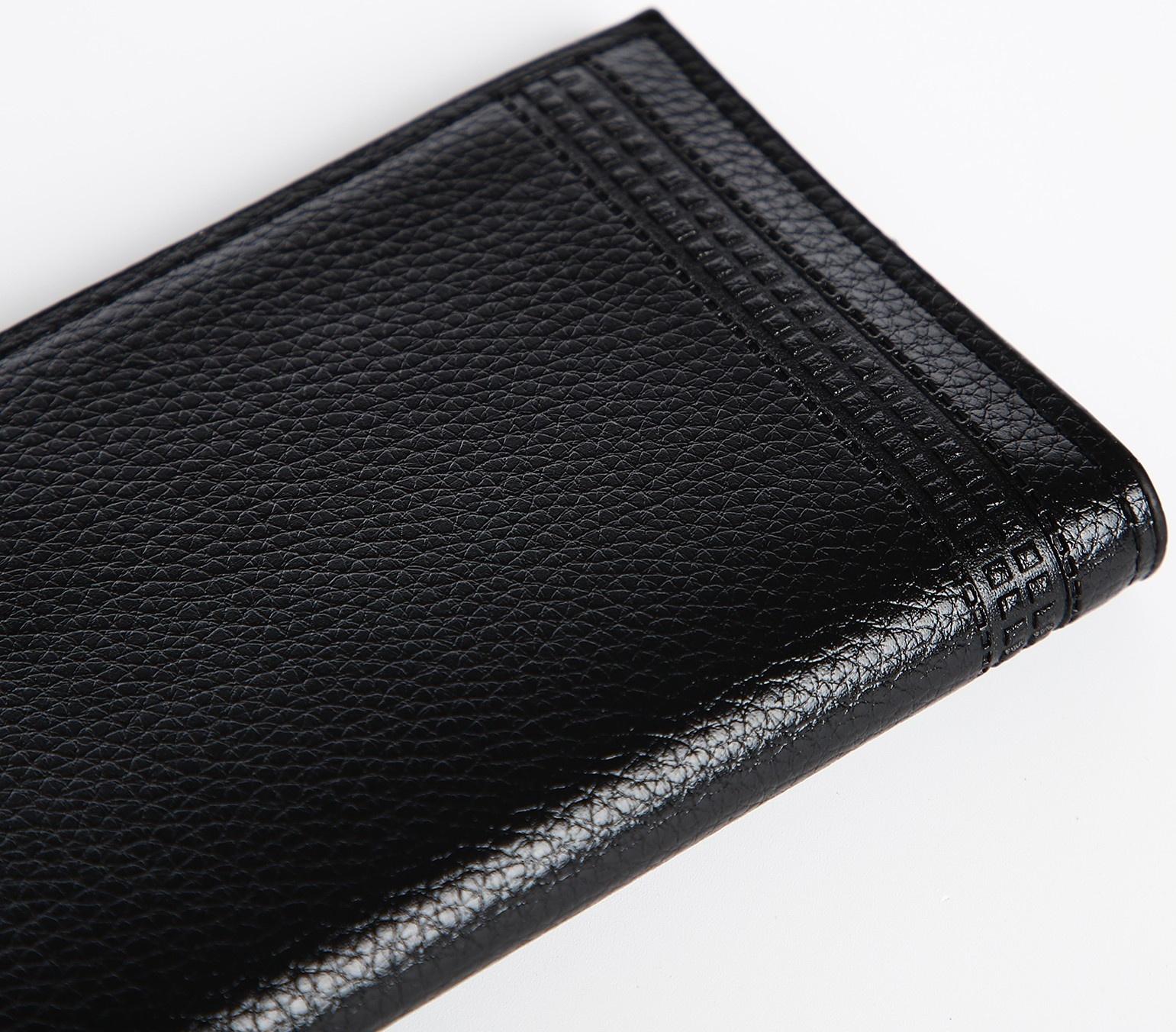 Портмоне мужское без застежки, отдел для купюр, для карт, для монет, цвет чёрный